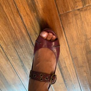 Purple peep toe platform shoes